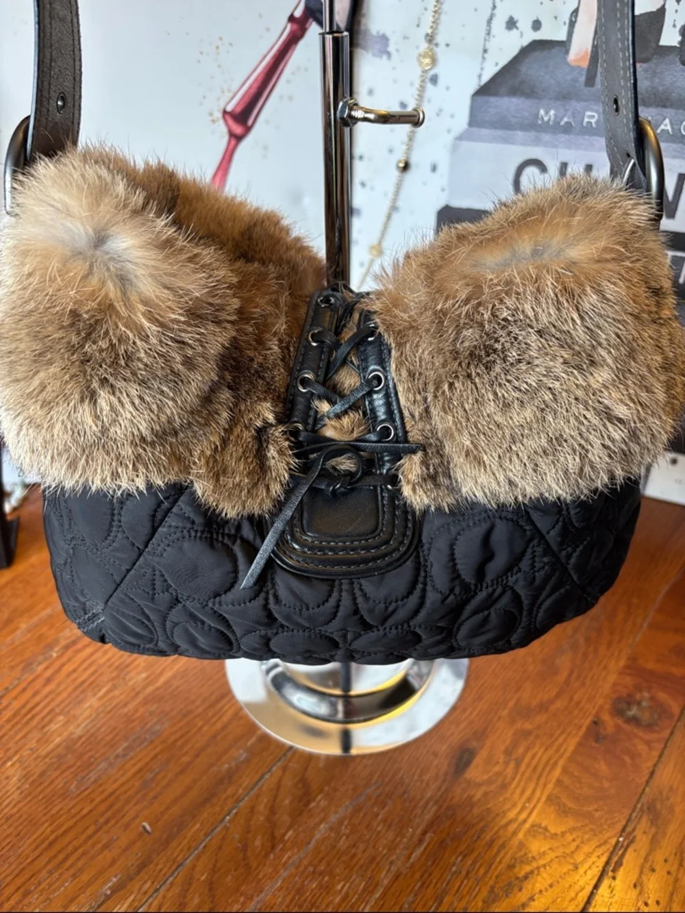 Coach Quilted Rabbit Fur "Ski Bunny" Hobo EUC - Picture 7 of 10